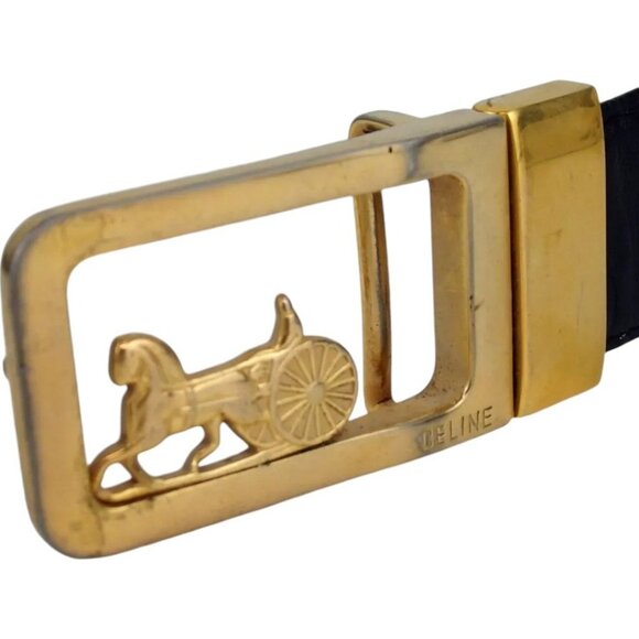193145AQ (S1) Celine Belt Sulky Buckle Black Leather main image 10